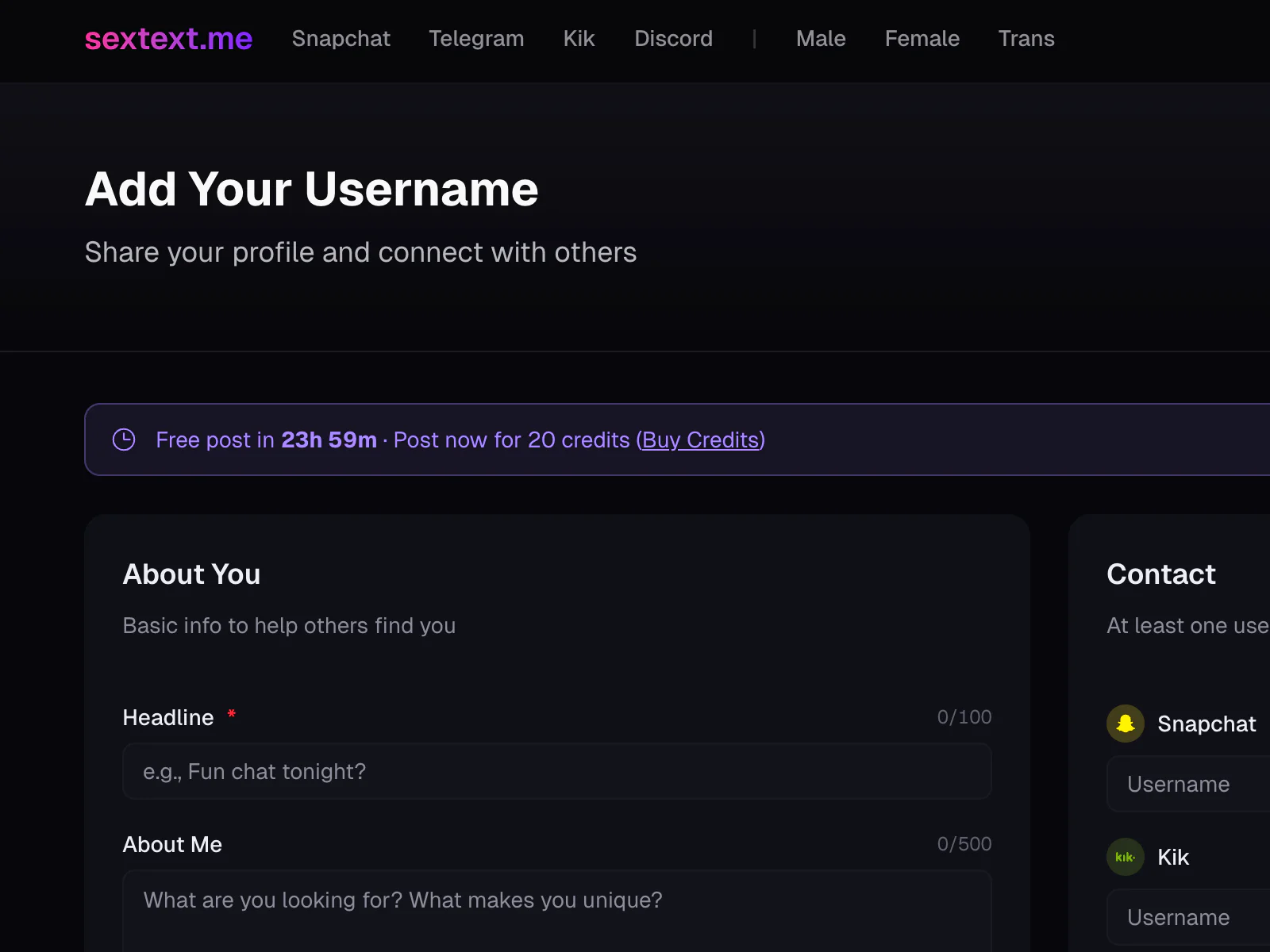 Cooldown alert on Submit Username page